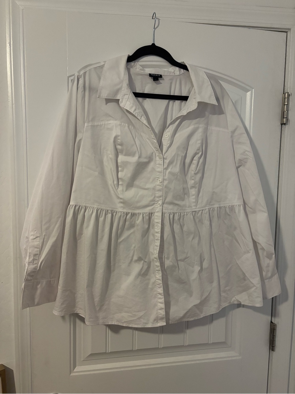 torrid White Button-Front Peplum Shirt